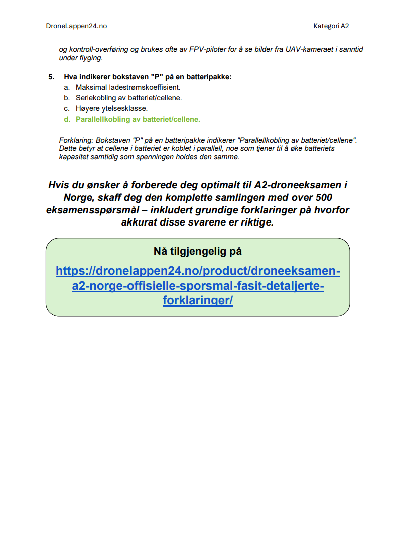 Droneeksamen A2 Norge – Offisielle Spørsmål, Fasit & Detaljerte Forklaringer - Bilde 6