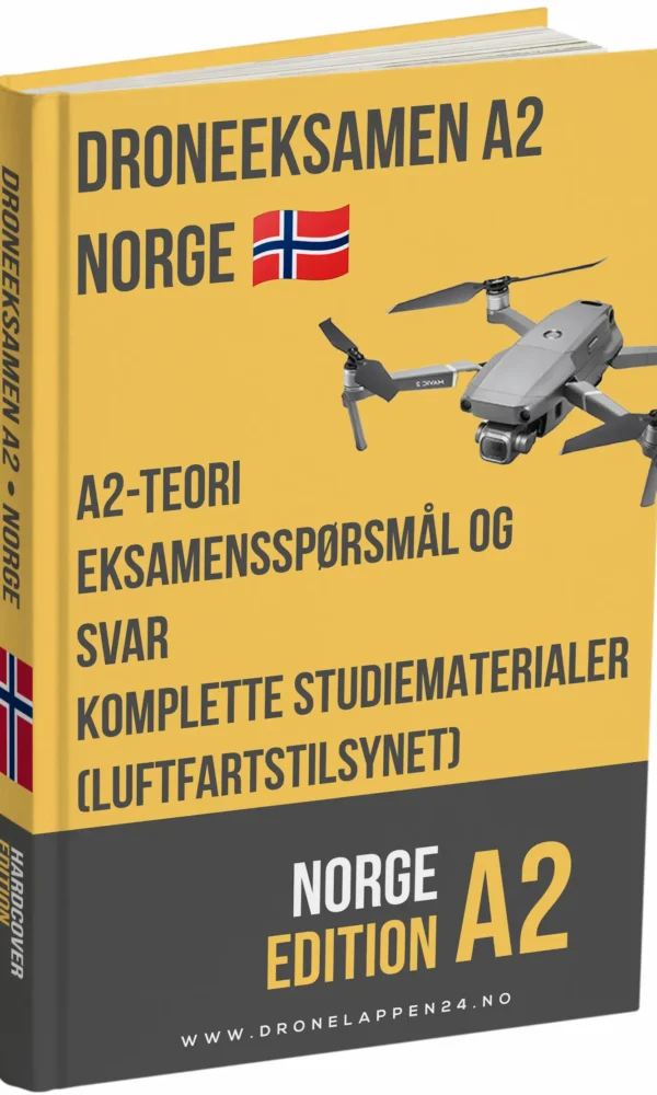 Droneeksamen A2 Norge – Avansert teori, komplette læremidler og 500+ eksamenslignende spørsmål og svar - Bilde 1